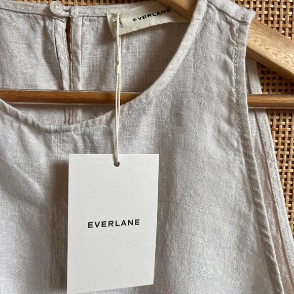 Everlane Linen High-Neck Tank (Natural Chambray, Size 12) - Picture 3 of 4